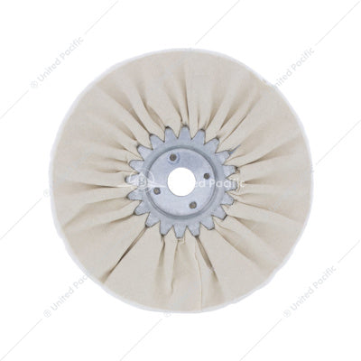 6" WHITE TREATED AIRWAY BUFF - 5/8" & 1/2" ARBOR