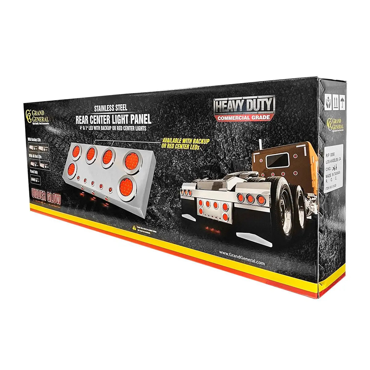 Stainless Steel Rear Center Light Panel with 4" & 1" LEDs Lights with Side & Under Glow Effect