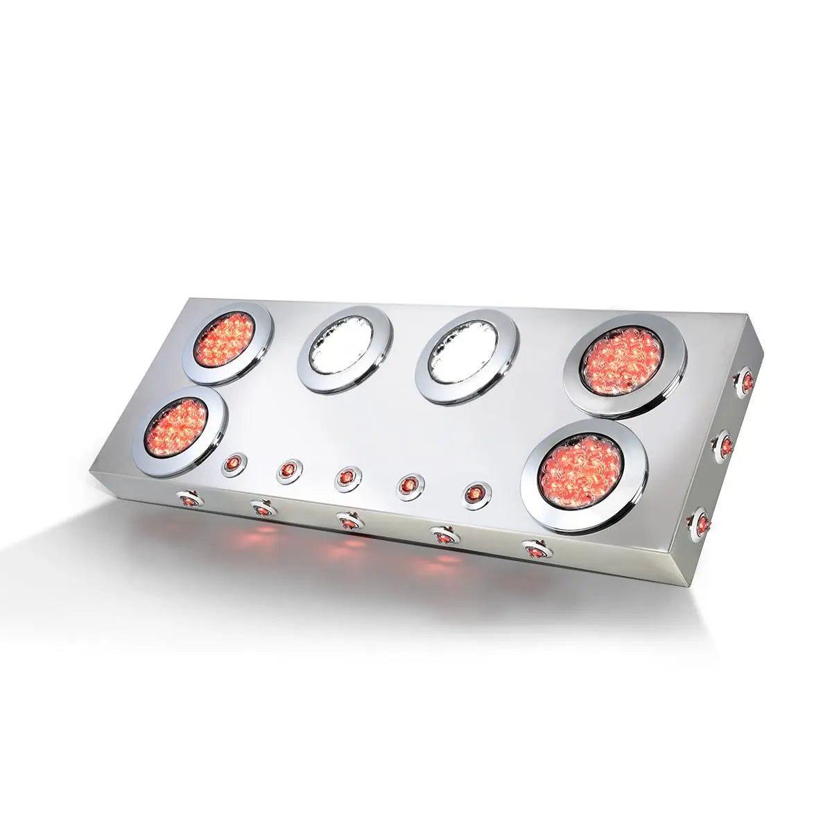 Stainless Steel Rear Center Light Panel with 4" & 1" LEDs Lights with Side & Under Glow Effect