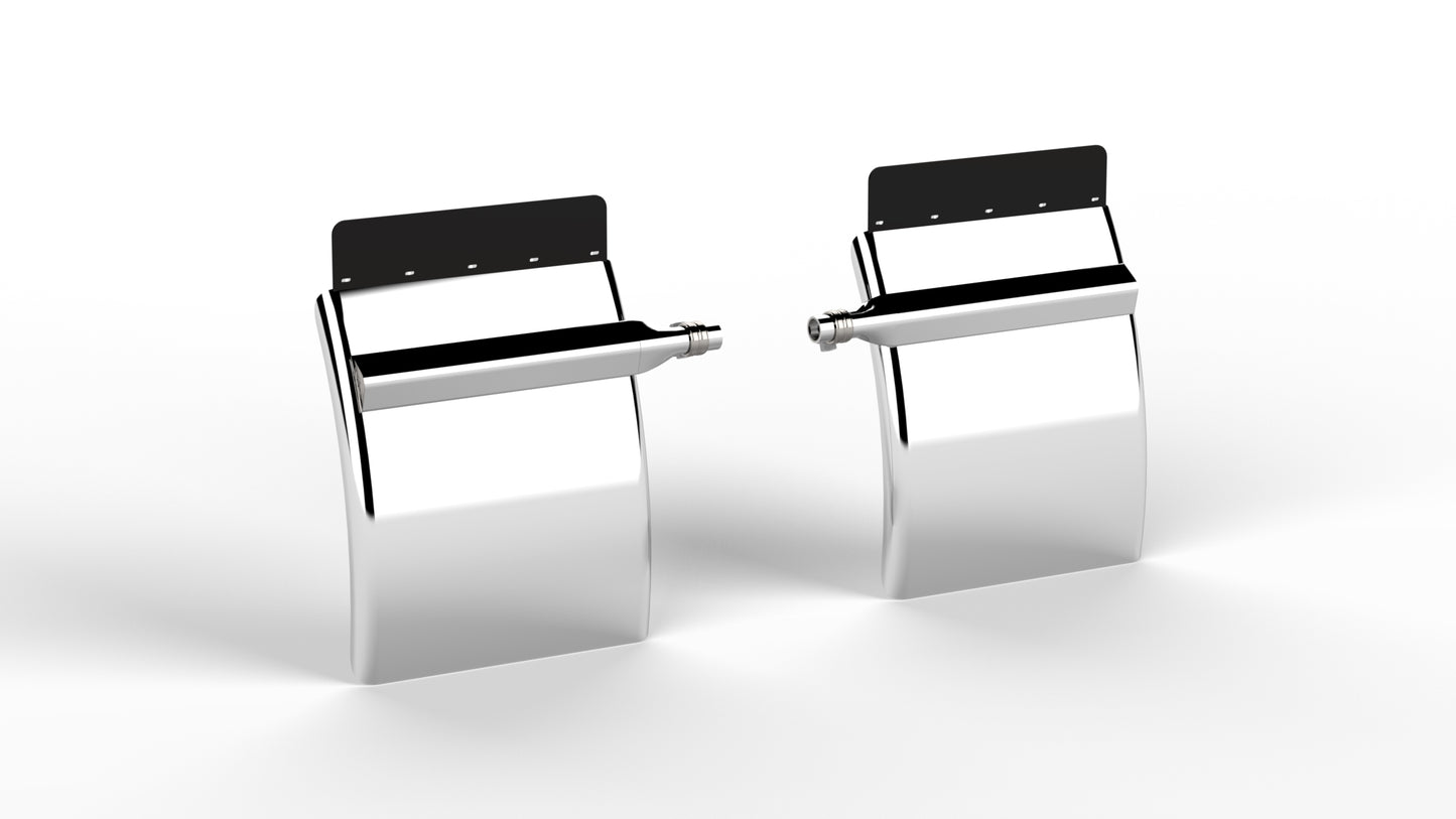 30" Quarter Fender 304 Mirror Polished 11 GA HD Smooth Triangle Arm Mount