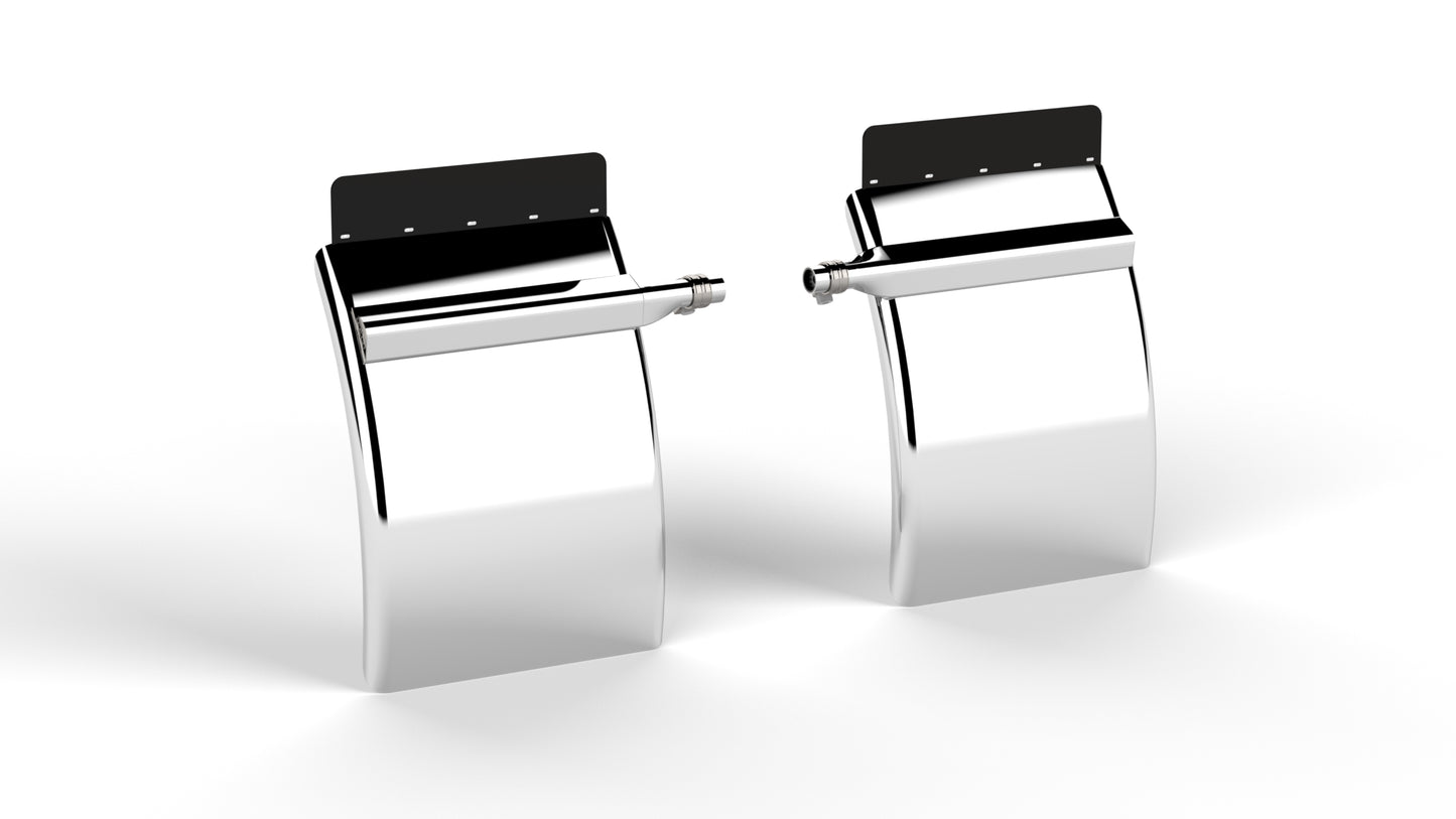 34" Quarter Fender 304 Mirror Polished 11 GA HD Smooth Triangle Arm Mount