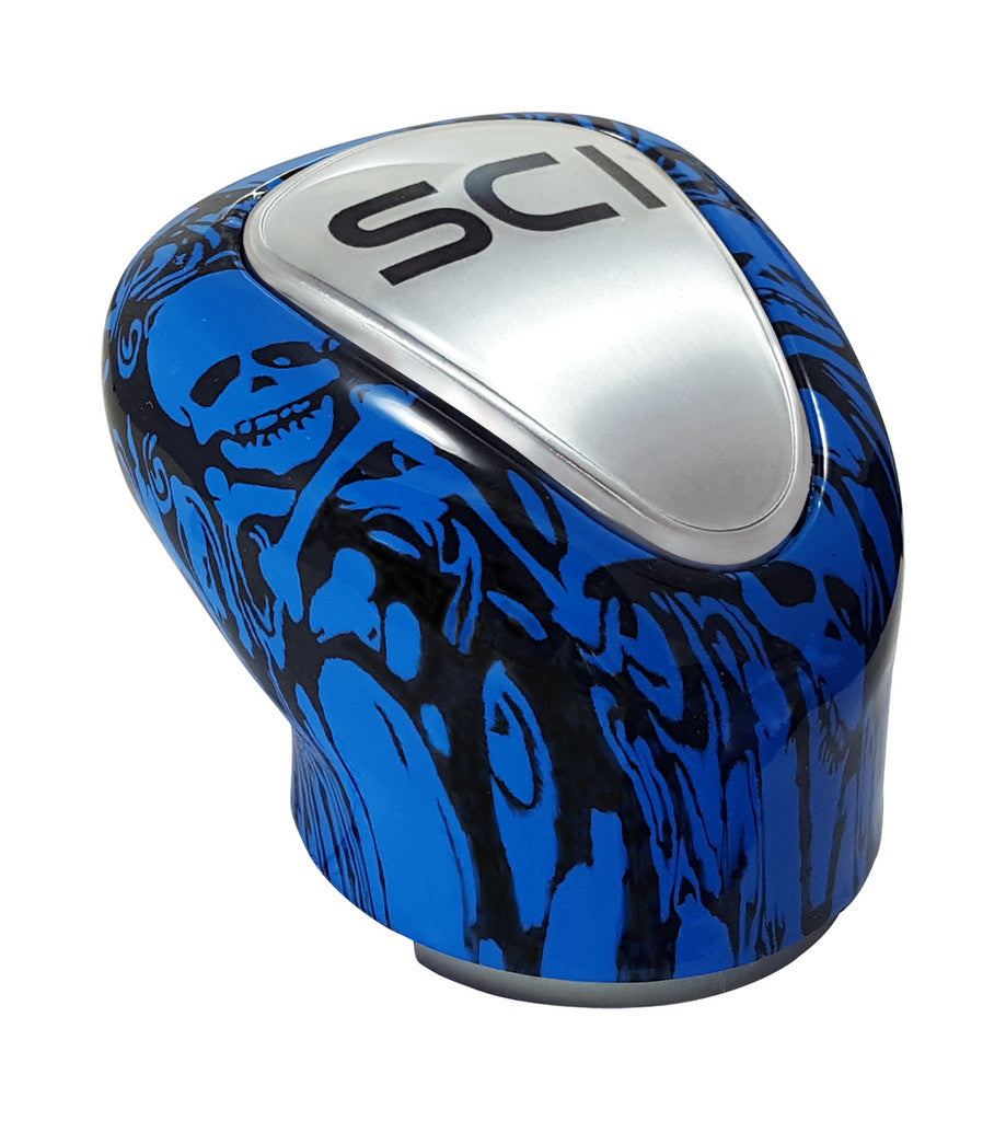 Gear Shift Knob Cover 9/10 Blue/Black Skulls