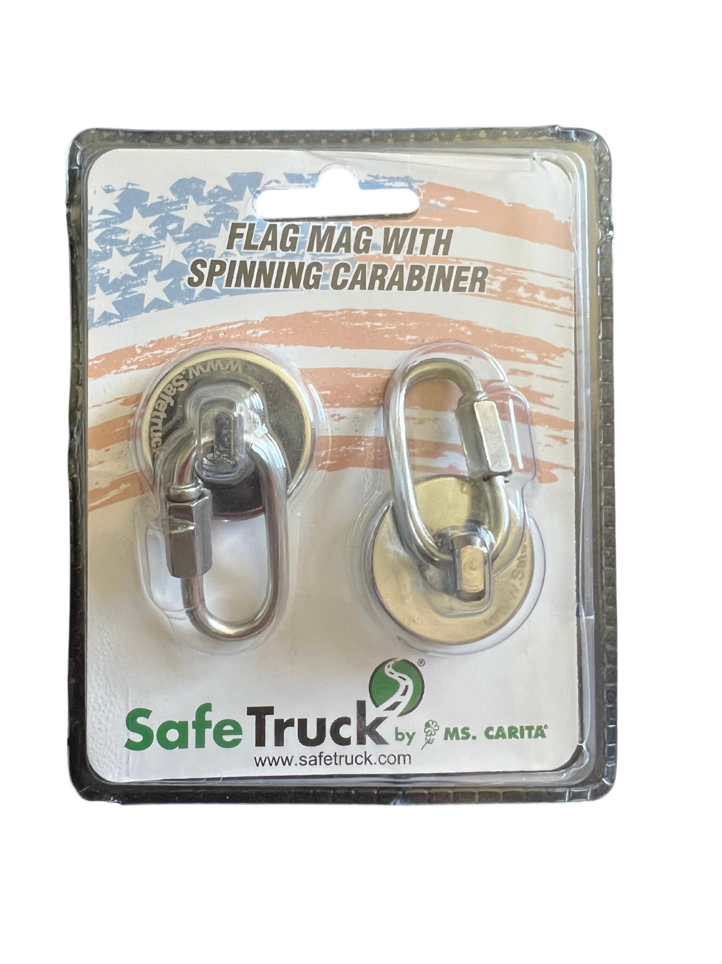 Magnetic Flag Holder With Spinning Carabiners