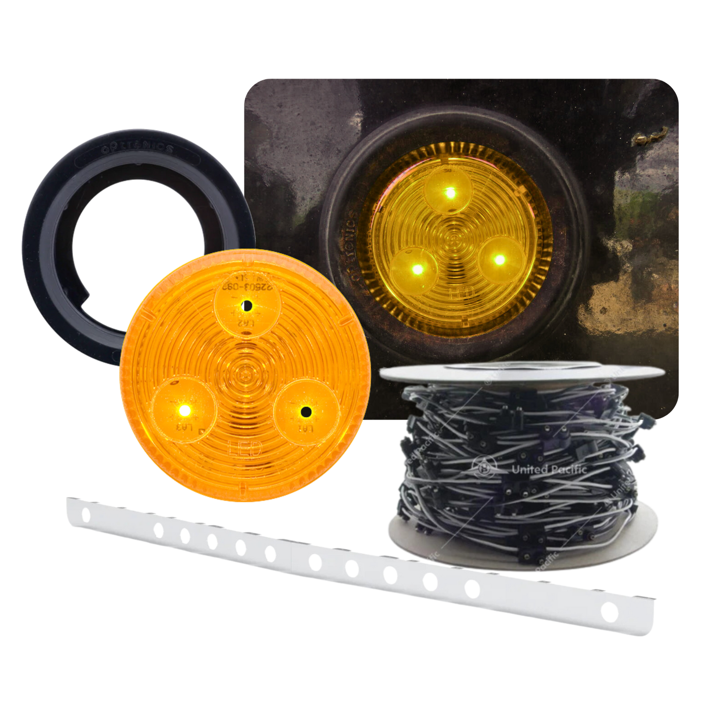 Freightliner Bumper Light Bar Bundle – Set Back Axle Amber / Amber