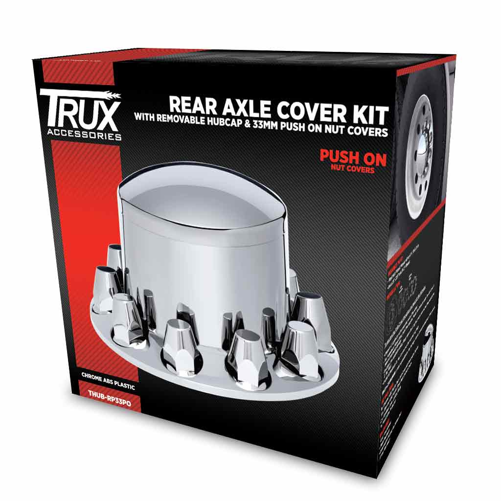 33 mm. Push On Nut Covers Rear Axle Cover Kit with Removable Hubcap