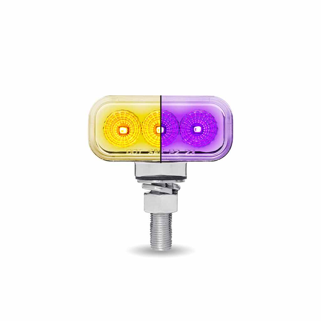 Amber/Red Clearance Marker to Purple Auxiliary 1.5″ x 3″ Mini Double Face Rectangular Light with Reflector LEDs – 20 Diodes