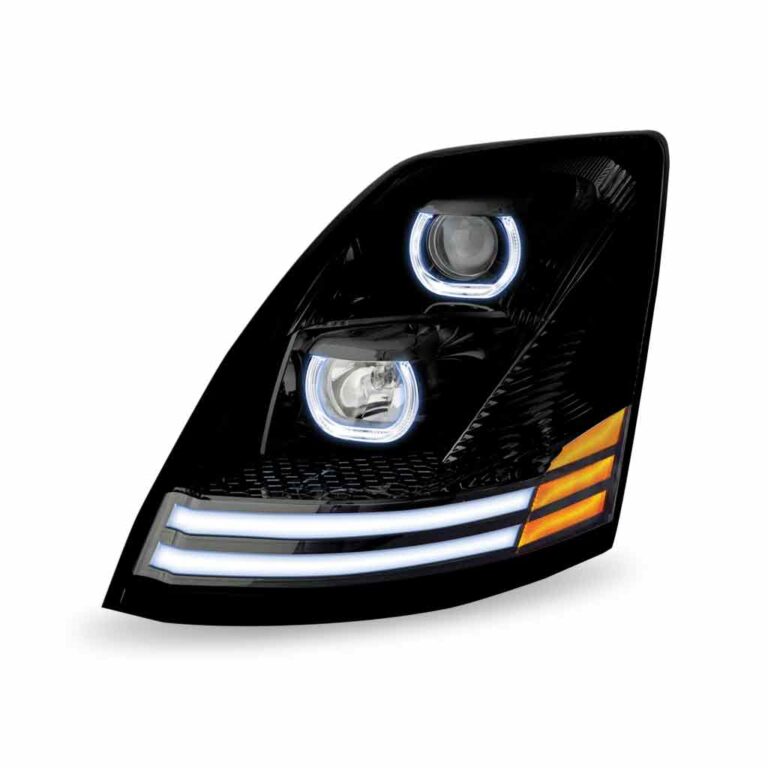 Volvo VN/VNL Halogen Projector Headlight Assembly with LED Glow Position & Turn Signal Accents