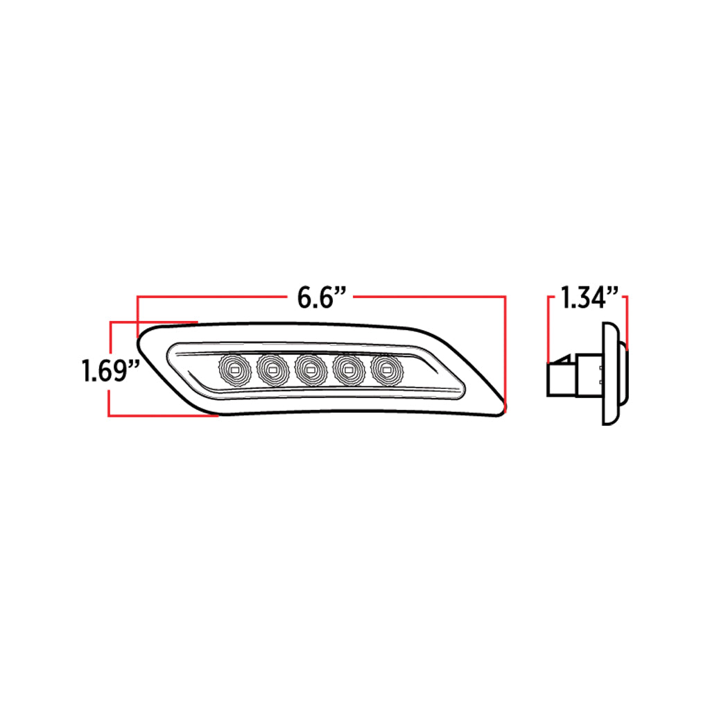 Peterbilt Amber Turn & Marker to Green Auxiliary Door Light – 5 Diodes | Passenger Side