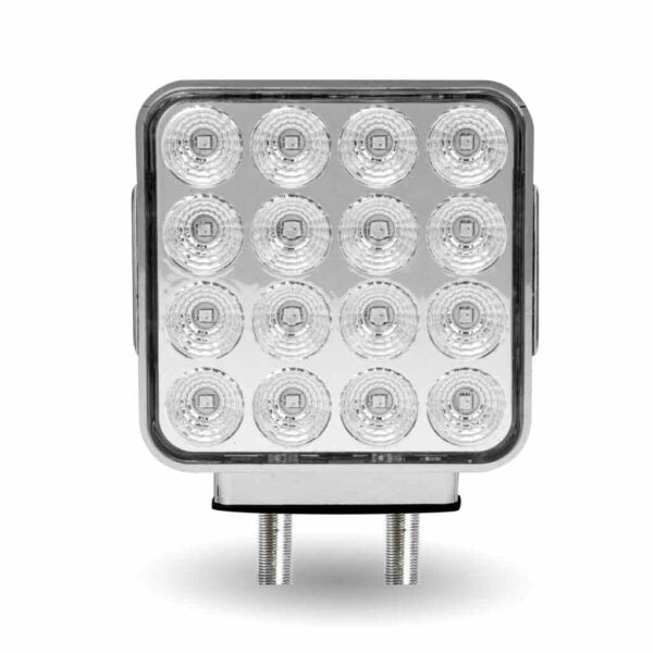 Amber/Red Turn & Marker Square Reflector Double Face LED Light – Double Post | 38 Diodes | Clear Lens