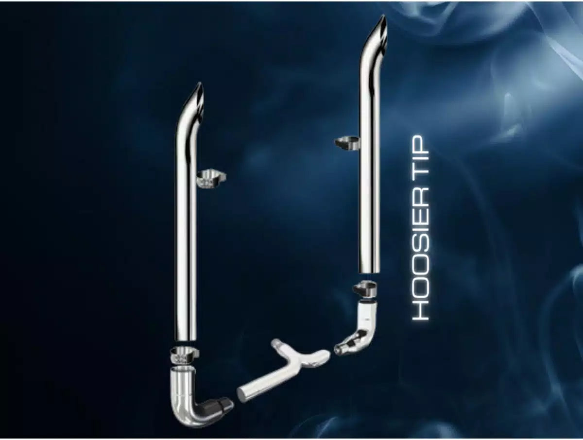 7" x 108" Hoosier Tip Reduced To 5" 60 Degree Elbows Exhaust Kit Peterbilt