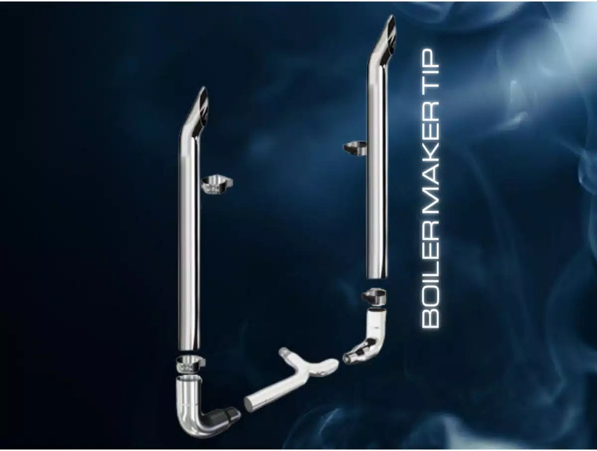 8" X 96" Boilermaker Tip 60 Degree Elbows Reduced to 5" Exhaust Kit Peterbilt