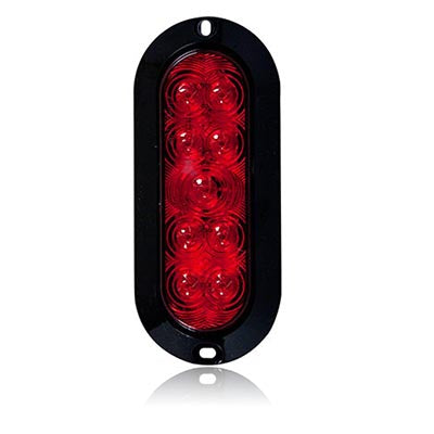 6" Oval Red Stop/Turn/Tail Surface Mount, Black Housing