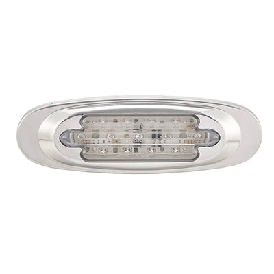Image of the Amber & Clear Maxxima 13 Diode LED Chrome Oval Clearance Marker Light M72270YCL that is a universal for for most semi trucks with matching mount/connector