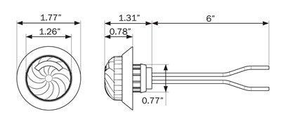 1 1/4" Amber / Amber Reflector Twist Pattern 3/4" Mount