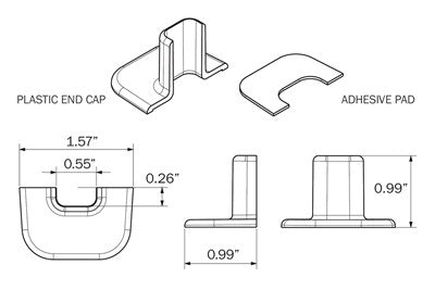 Black plastic end cap for MCL180ARCRBP, self adhesive