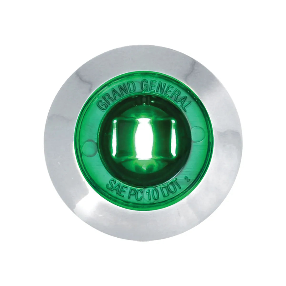 1″ DIA. MINI PUSH/SCREW-IN WIDE ANGLE LED MARKER LIGHT WITH CHROME BEZEL-Green/Green