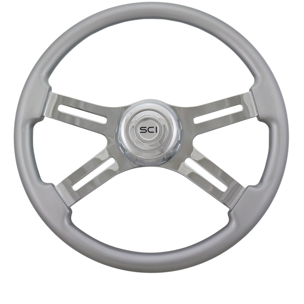 18" Class Silver 4 Spoke Steering Wheel