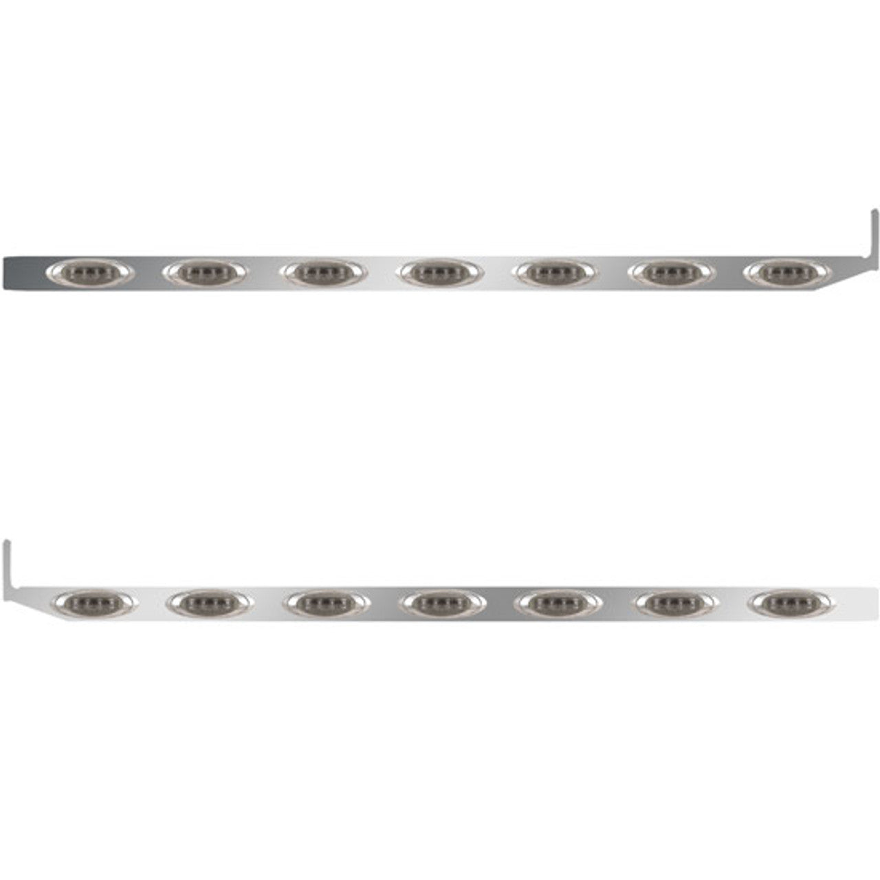 Peterbilt 567 And 579 72 Inch By 2.5 Inch Sleeper Panels With Extensions And 7 P1 LED Lights with smoky lense With 12 Inch Light Spacing