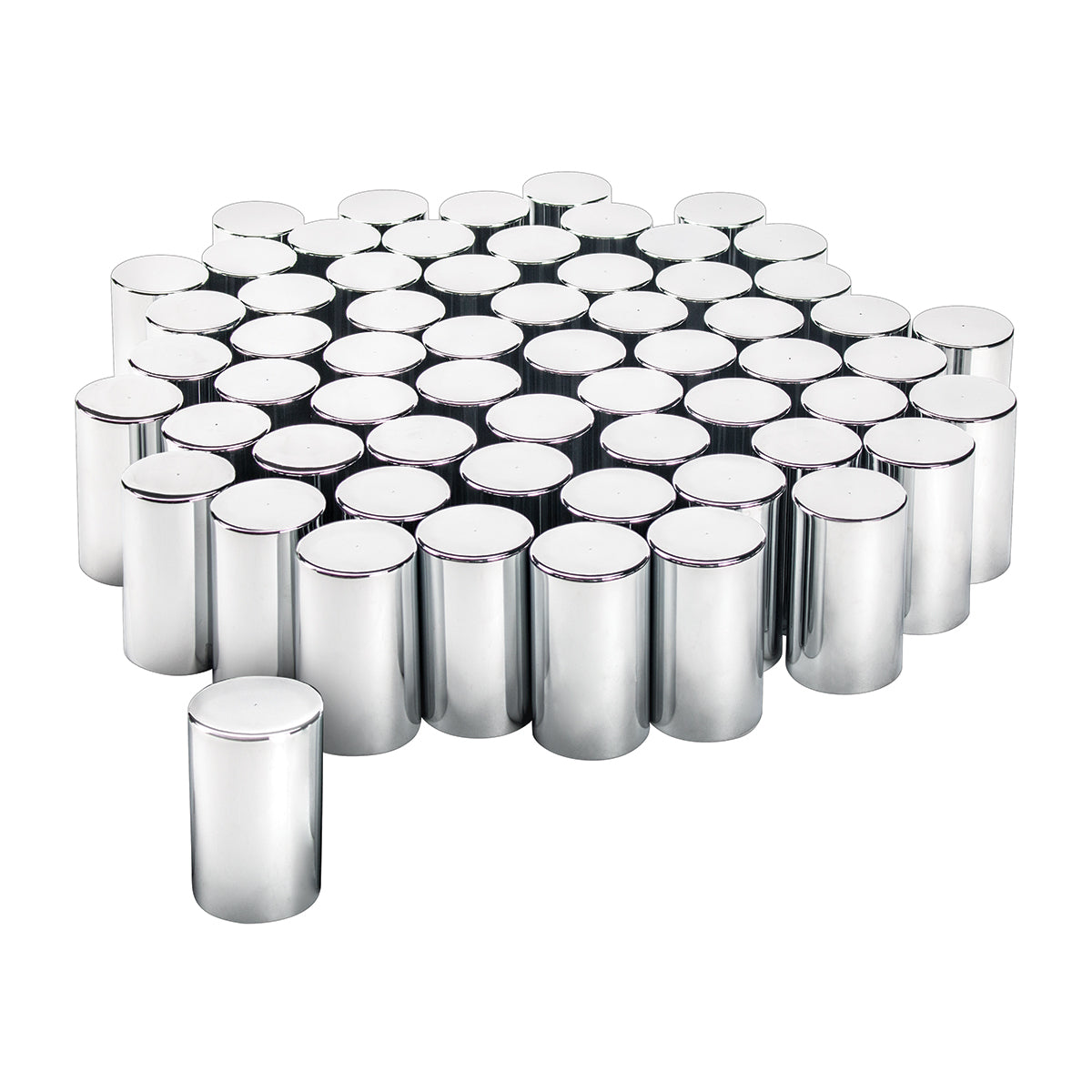 33mm x 3-1/2" Chrome Plastic Cylinder Nut Covers - Thread-On (60-Pack)