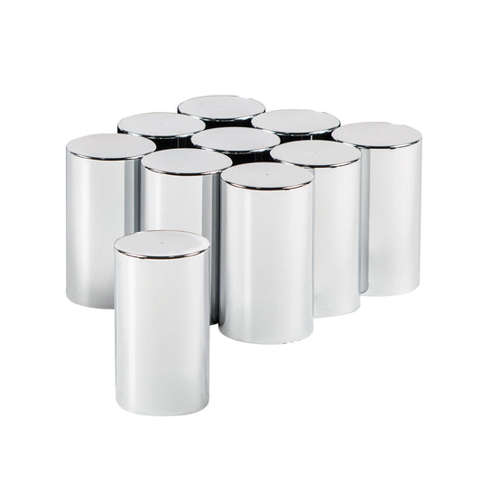 33mm x 3-1/2" Chrome Plastic Cylinder Nut Covers - Thread-On (10-Pack)