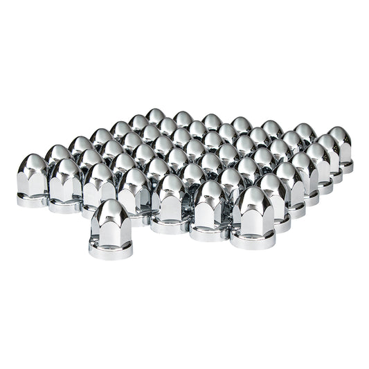 33mm X 2-3/4" Chrome Plastic Bullet Nut Covers - Push-On (60-Pack)