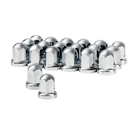 33mm X 2-7/16" Chrome Plastic Standard Nut Covers With Flange - Push-On (20-Pack)