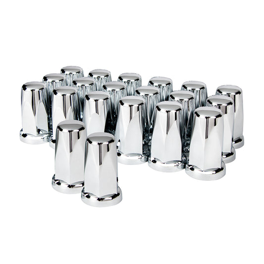 33mm X 3-1/4" Chrome Plastic Tall Nut Covers With Flange - Push-On (Box of 20)