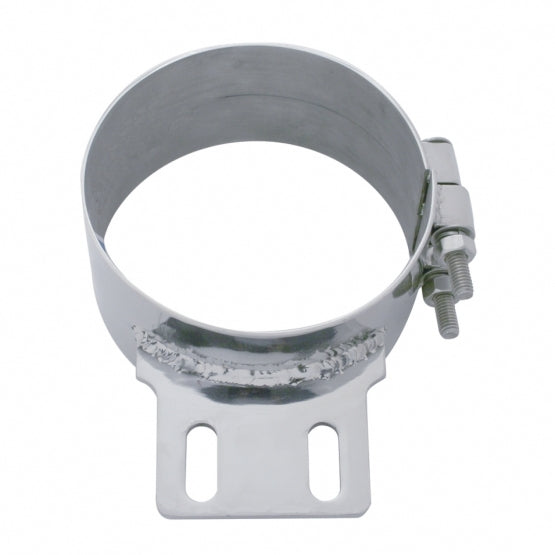 Stainless Butt Joint Exhaust Clamp, Straight Bracket - 6"