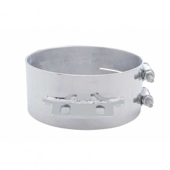 Stainless Butt Joint Exhaust Clamp, Straight Bracket - 8"