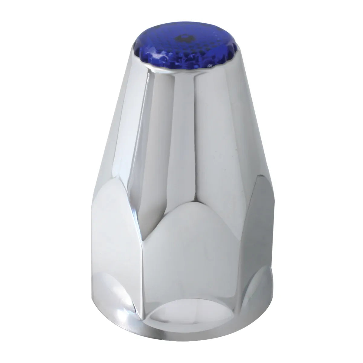 CLASSIC CHROME PLASTIC 33MM LUG NUT COVER WITH BLUE REFLECTOR