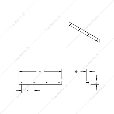 Chrome Top Mud Flap Plate - Welded Stud 2" X 24"