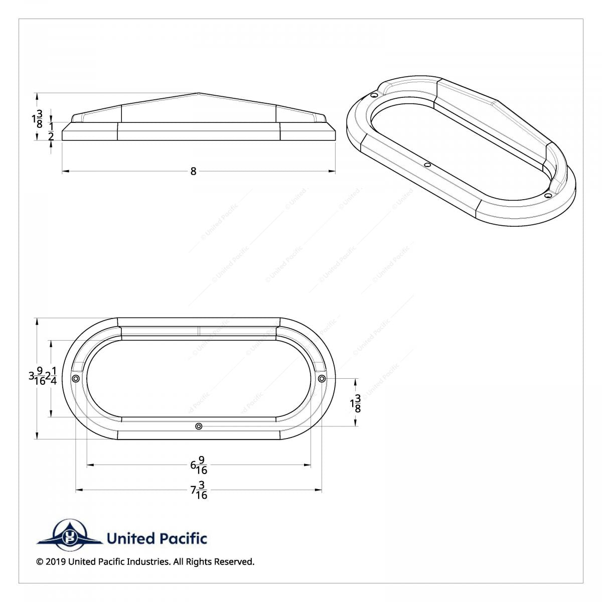 Chrome Plastic Oval Light Bezel with Visor