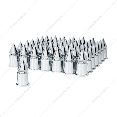 33MM X 4-3/8" CHROME PLASTIC V-SPIKE NUT COVERS - PUSH-ON (60-PACK)