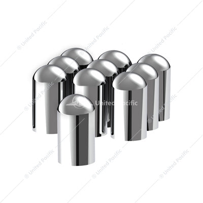 33mm x 3-3/4" Chrome Plastic Dome Nut Covers -Thread-On (10-Pack)