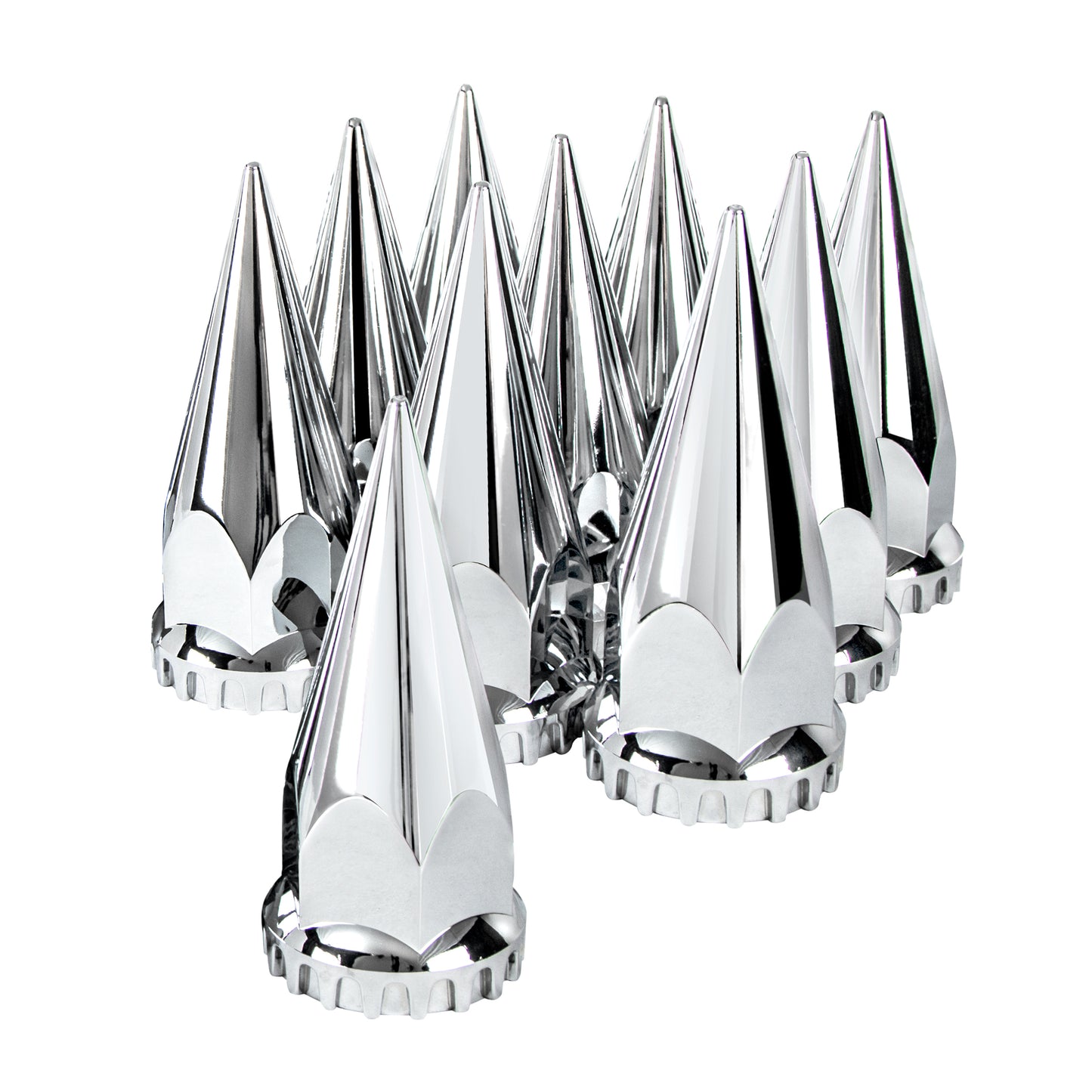 Chrome Super Spike Nut Covers - Thread-On 33mm X 4-3/4" (Box of 10)