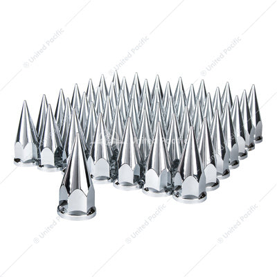 Chrome Plastic Super Spike Nut Covers - Push-On 33MM X 4-7/8"(60-Pack)