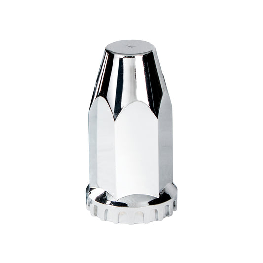 33mm X 4" Chrome Plastic Extra Tall Nut Cover With Flange - Thread-On (Bulk)
