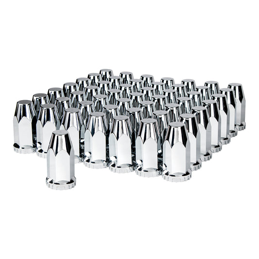 33mm X 4" Chrome Plastic Extra Tall Nut Covers With Flange - Thread-On (60-Pack)