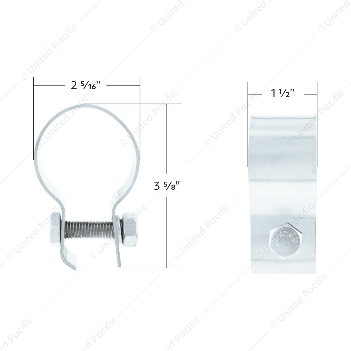 Stainless Steel Quarter Fender 2"Tube Clamp With Hardware