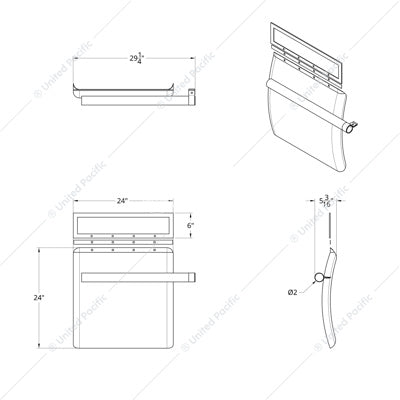 24" X 24" 430 STAINLESS QUARTER FENDER WITH TUBE BRACKET SET (PAIR)