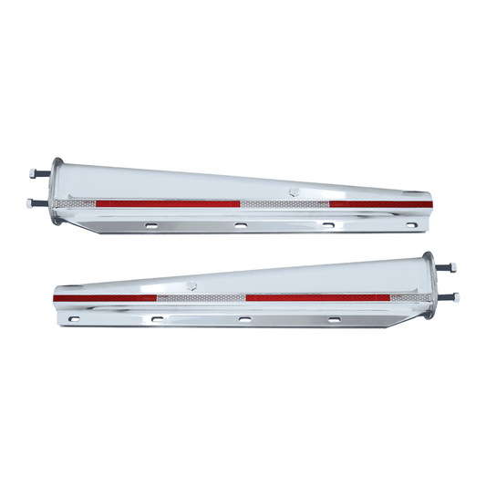 30" Stainless Heavy Duty Mud Flap Hangers With Reflector - 2.5" Bolt Pattern (Pair)