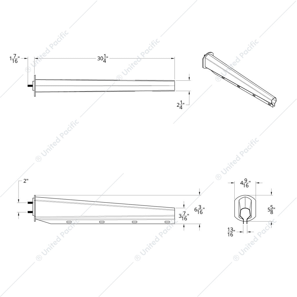 30" 304 Stainless Heavy Duty Mud Flap Hangers - 2" Bolt Pattern