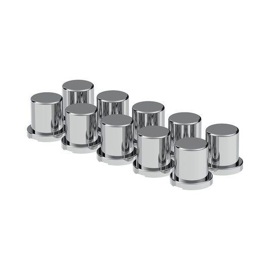 3/4"x1-1/4" Chrome Plastic Flat Top Nut Covers - Push-On (10-Pack)