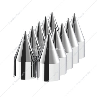 9/16" x 1-1/2" Chrome Plastic Spike Nut Covers Push-On - 10 Pack