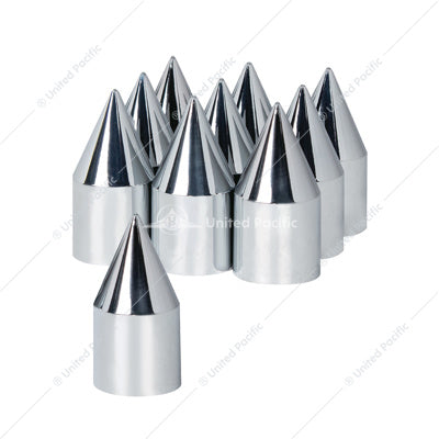 Chrome Plastic Spike Push-On Nut Covers - 33mm X 3-1/8" (Pack Of 10)