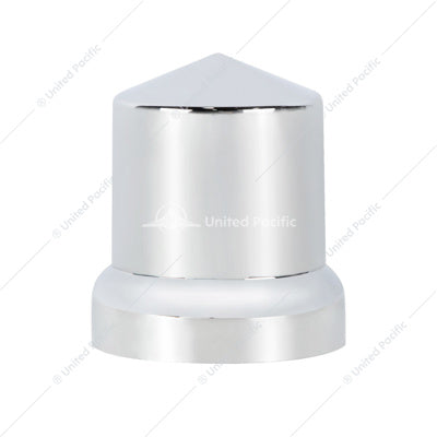 33MM X 2-1/4" CHROME PLASTIC POINTED NUT COVERS - PUSH-ON WITH FLANGE (COLOR BOX OF 10)