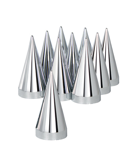 33mm x 4-1/2" Chrome Plastic X Spike Nut Covers - Thread-On (10-Pack)