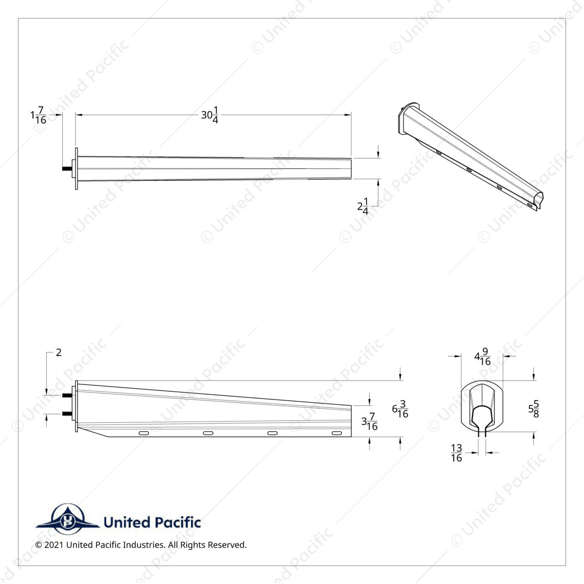 30" Stainless Steel Heavy Duty Mud Flap Hangers With Reflector - 2" Bolt Pattern (Pair)