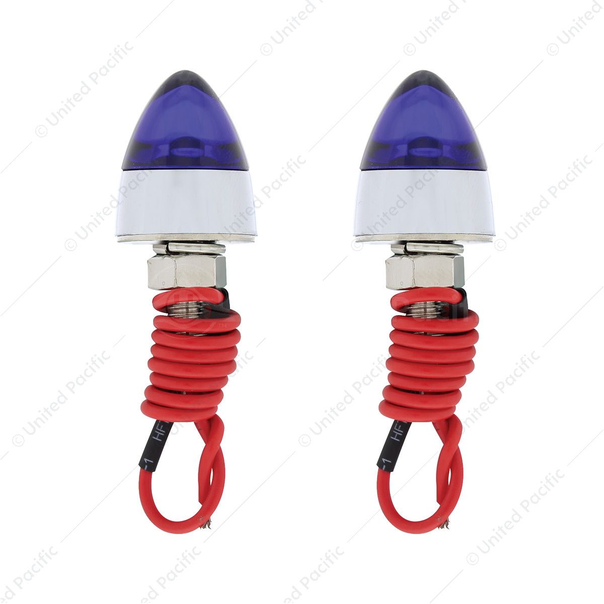 Blue LED Bullet License Plate Fastener 2 Pack