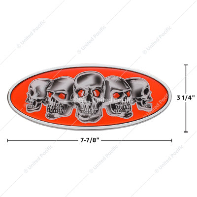 Peterbilt Chr/Red Diecast Skull Emblem